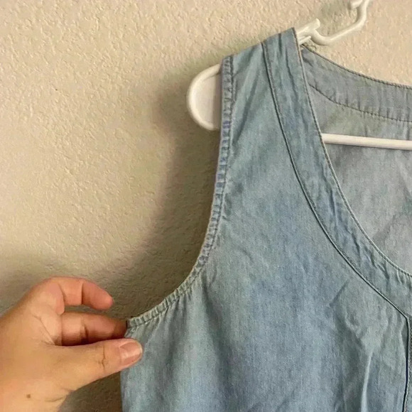 💥Vintage Vibe Denim Jumper Zip Up Dress L - Picture 4 of 10